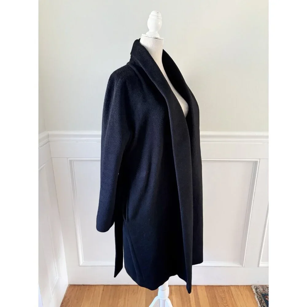 Max Mara Black 100% Camel Hair Shawl Collar Belted Coat MINT - Picture 4 of 7